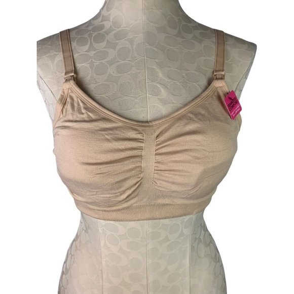 XL Lamaze Seamless Comfort Nursing Bra Removable Pads Nude Tan - Picture 2 of 7